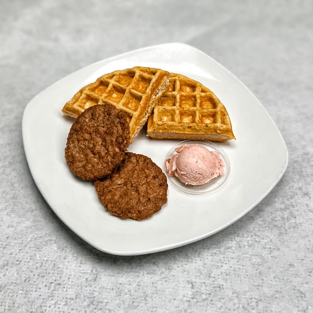 Petite Waffle, Turkey Bacon Or Sausage.